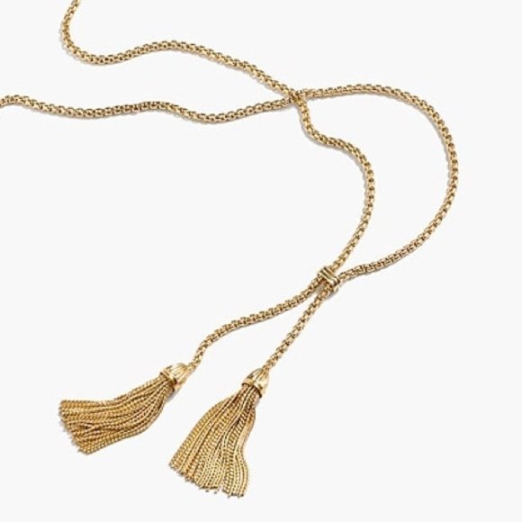 J Crew Women's Long Double Tassel Lariat Gold-Tone Necklace
